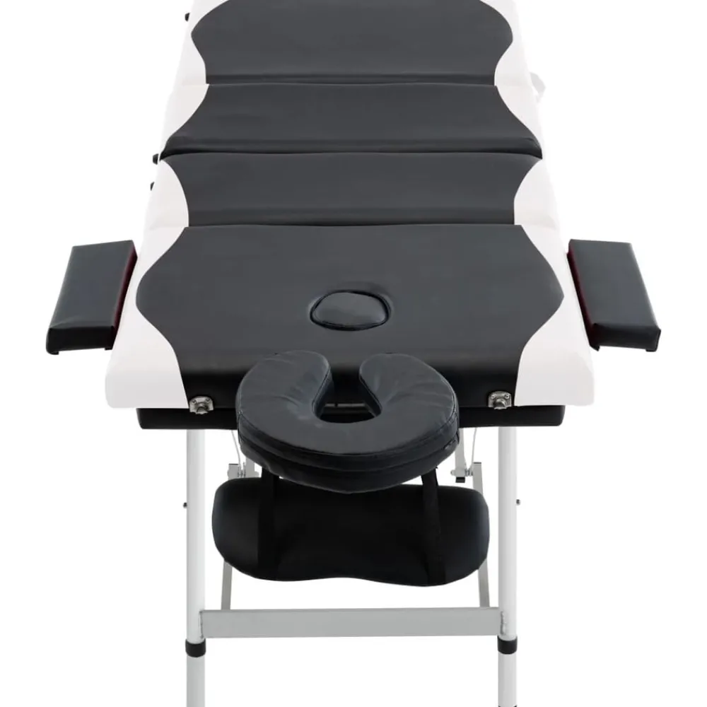 Santé & Beauté-vidaXL Table de massage pliable 4 zones Aluminium Noir et blanc