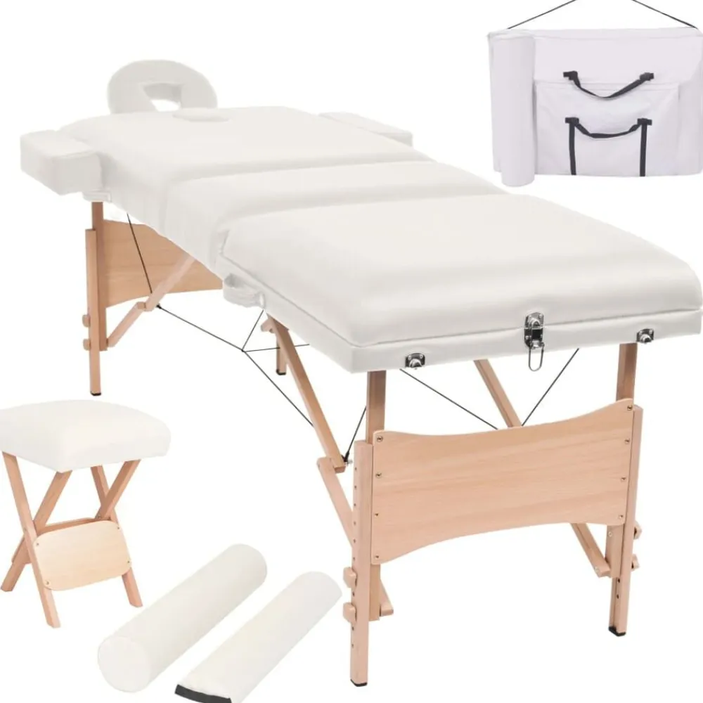 vidaXL Table de massage pliable et tabouret 10 cm d'épaisseur