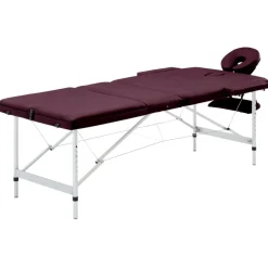 Santé & Beauté-vidaXL Table de massage pliable 3 zones Aluminium Violet vin