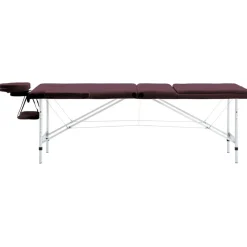 Santé & Beauté-vidaXL Table de massage pliable 3 zones Aluminium Violet vin