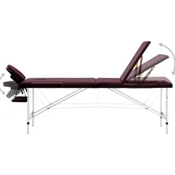 Santé & Beauté-vidaXL Table de massage pliable 3 zones Aluminium Violet vin