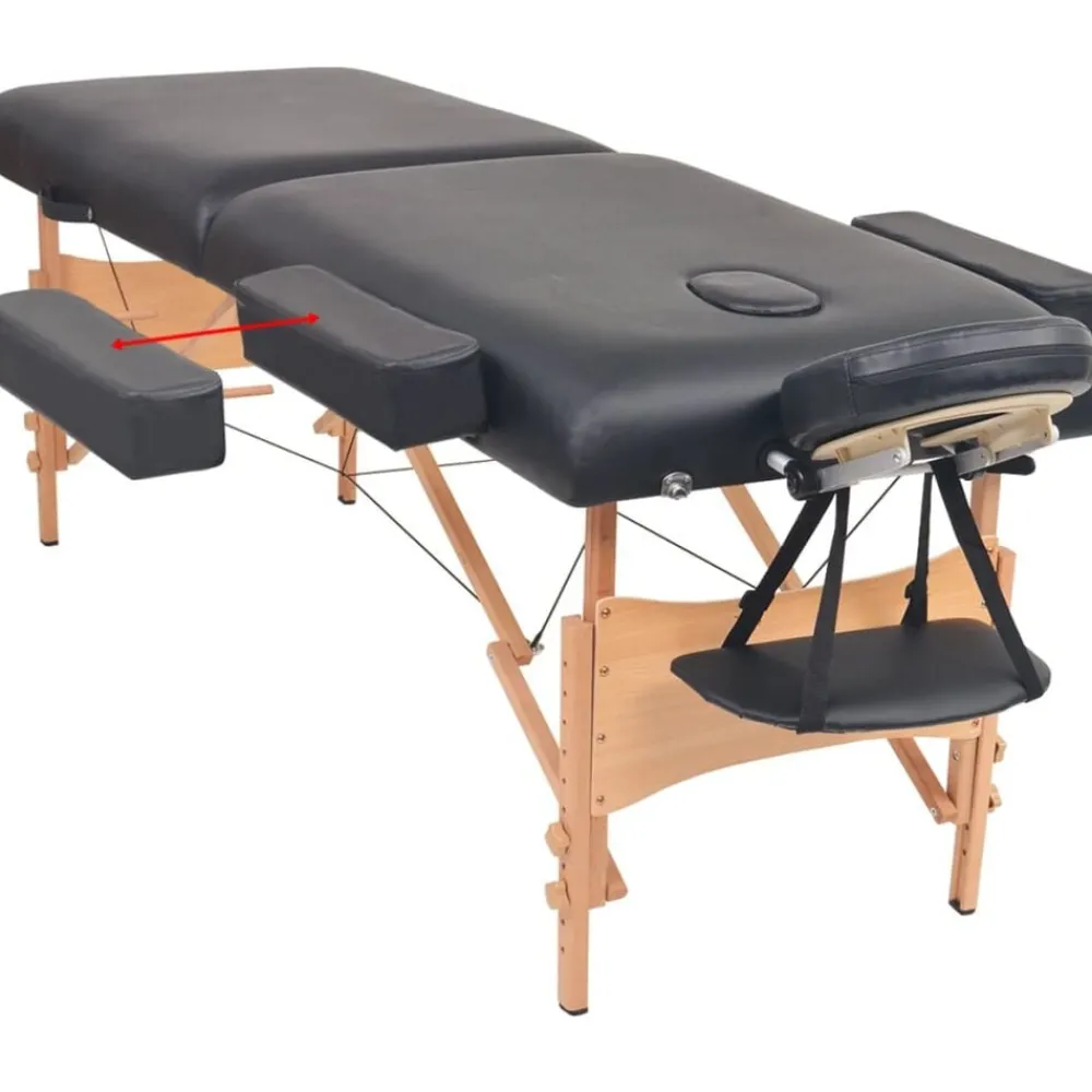Santé & Beauté-vidaXL Table de massage pliable et tabouret 10 cm d'épaisseur Noir