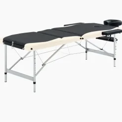 Santé & Beauté-vidaXL Table de massage pliable 3 zones Aluminium Noir et beige