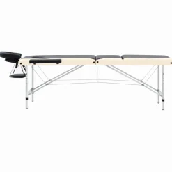 Santé & Beauté-vidaXL Table de massage pliable 3 zones Aluminium Noir et beige