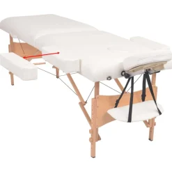 Santé & Beauté-vidaXL Table de massage pliable et tabouret 10 cm d'épaisseur Blanc