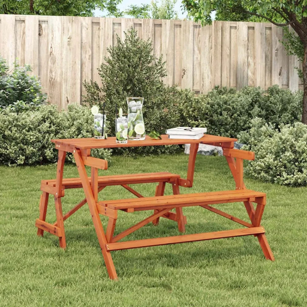 vidaXL Table de pique-nique avec bancs sapin massif 2 en 1 convertible