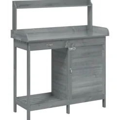 Pelouses & Jardins-vidaXL Table de rempotage avec armoire bois massif de sapin Gris