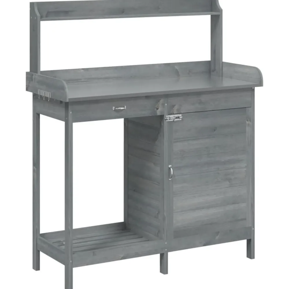 Pelouses & Jardins-vidaXL Table de rempotage avec armoire bois massif de sapin Gris