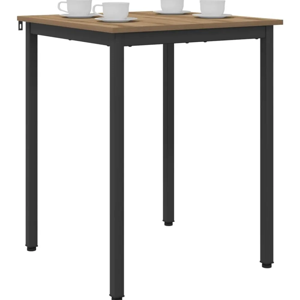Tables-vidaXL Table de salle à manger / Table de repas 60 x 60 x 75 cm MÉTAL chêne artisanal