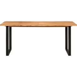 Tables-vidaXL Table de salle à manger 180x90x76 cm Bois d'acacia massif Noir