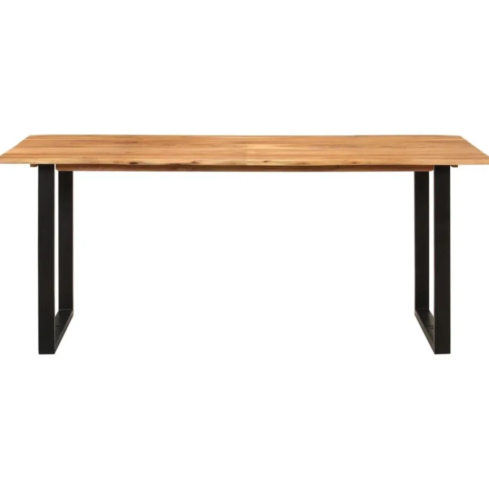 Tables-vidaXL Table de salle à manger 180x90x76 cm Bois d'acacia massif Noir