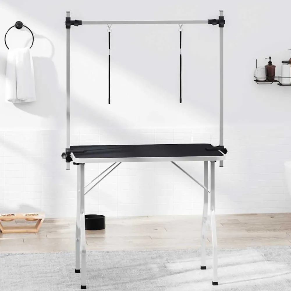 vidaXL Table de Toilettage Ajustable pour Chiens Chats 2 Potences