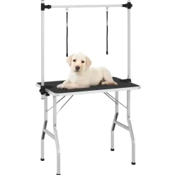 vidaXL Table de Toilettage Ajustable pour Chiens Chats 2 Potences
