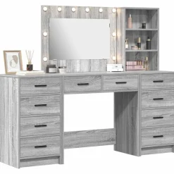 vidaXL Table de Toilette 3 pcs Gris Sonoma Bois d'ingénierie