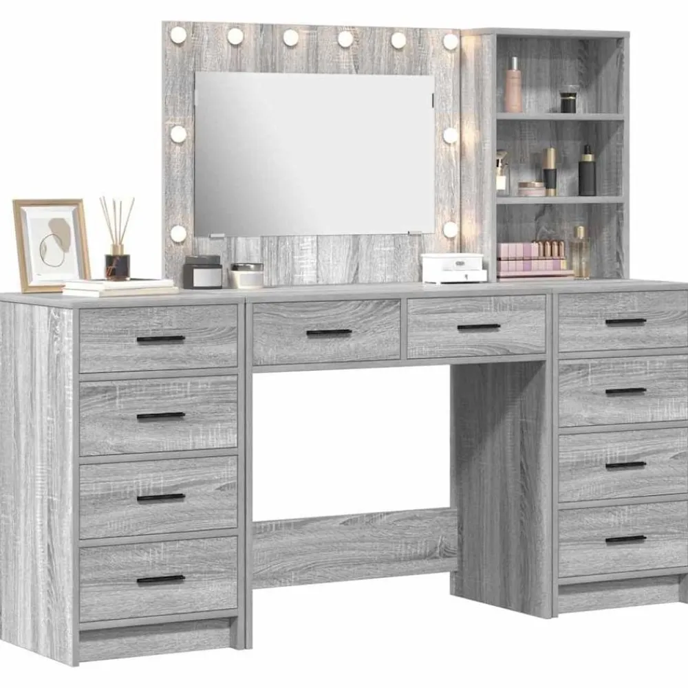 vidaXL Table de Toilette 3 pcs Gris Sonoma Bois d'ingénierie
