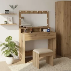 Armoires & Meubles De Rangement-vidaXL Table de Toilette avec miroir Chêne artisanal 100 x 41 x 135 cm ch&ecirc;ne artisanal