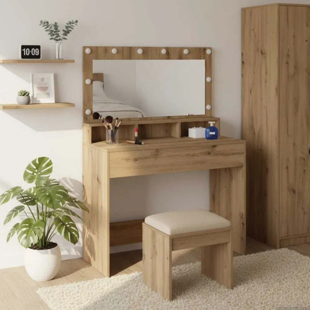 Armoires & Meubles De Rangement-vidaXL Table de Toilette avec miroir Chêne artisanal 100 x 41 x 135 cm chêne artisanal