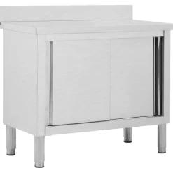 vidaXL Table de travail avec portes coulissantes 100x50x(95-97)cm Inox