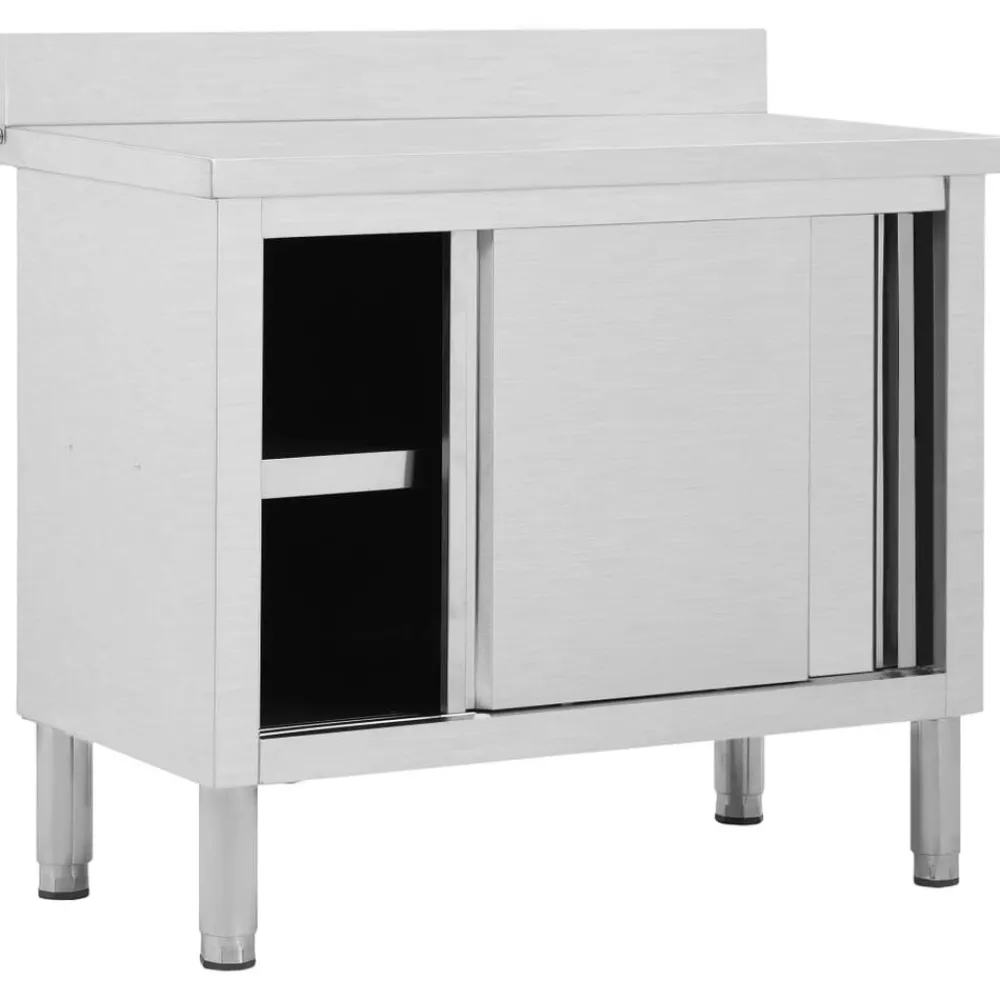 vidaXL Table de travail avec portes coulissantes 100x50x(95-97)cm Inox