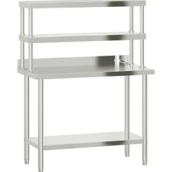vidaXL Table de travail de cuisine avec étagère 110x55x150 cm inox