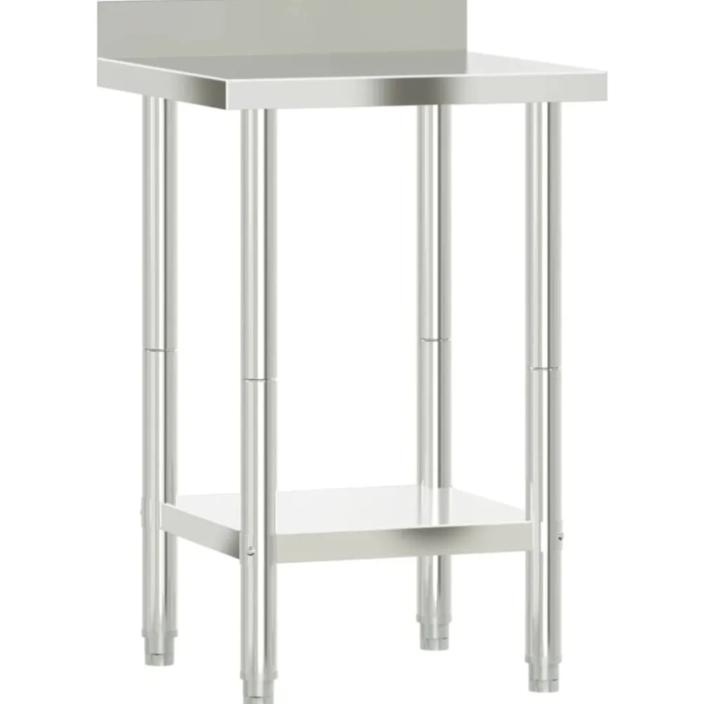 vidaXL Table de travail de cuisine avec dosseret 55x55x93 cm inox