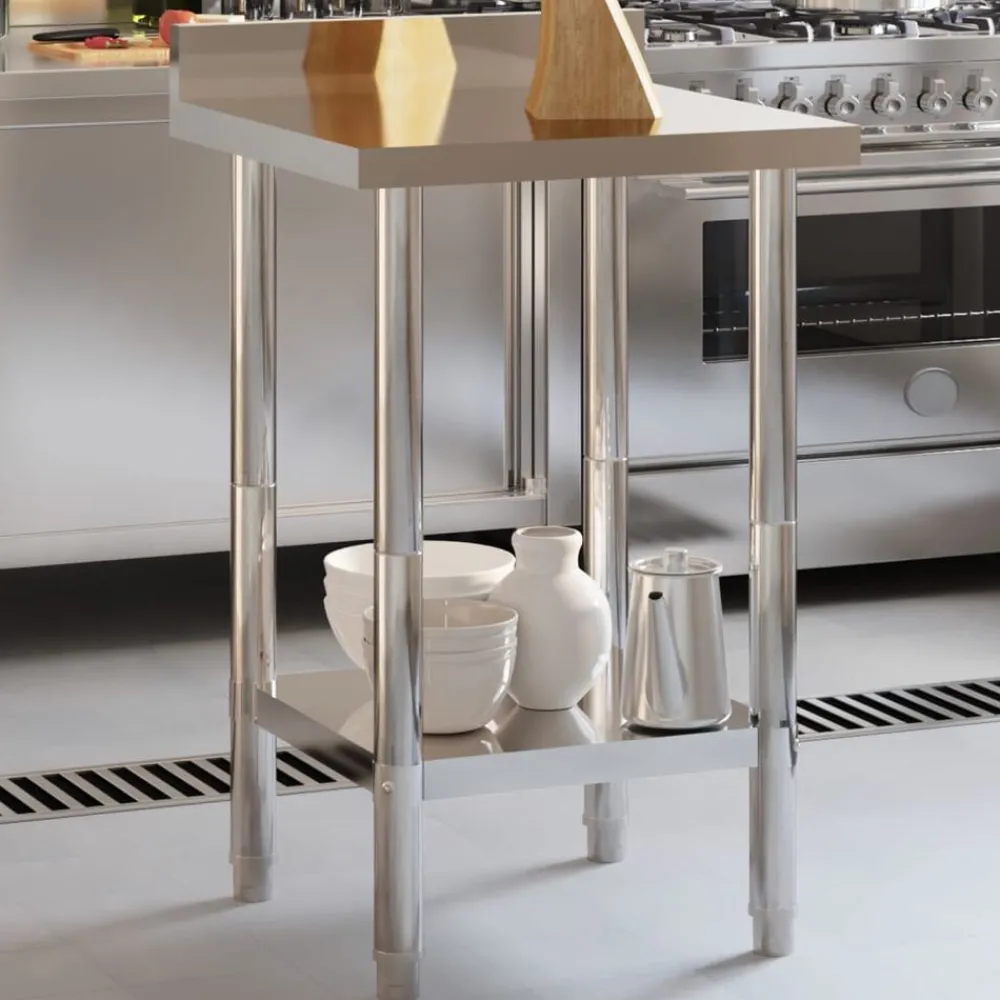 vidaXL Table de travail de cuisine avec dosseret 55x55x93 cm inox