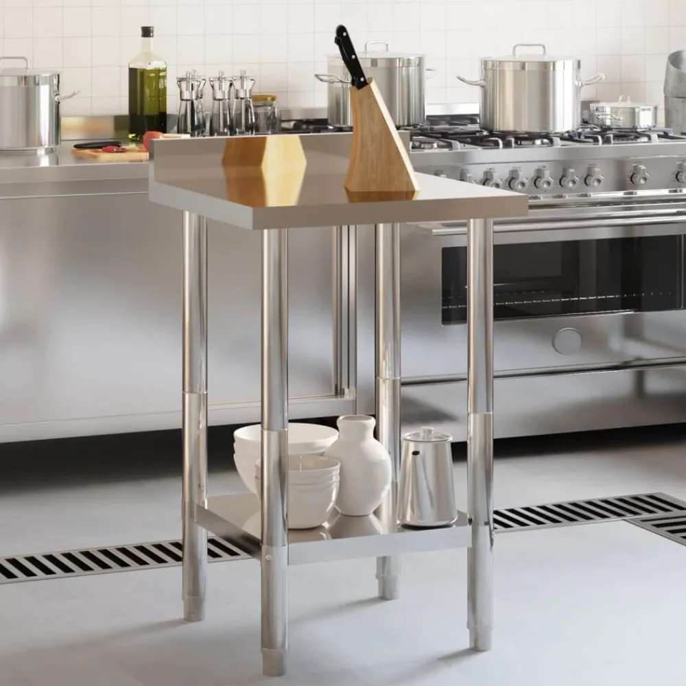 vidaXL Table de travail de cuisine avec dosseret 55x55x93 cm inox