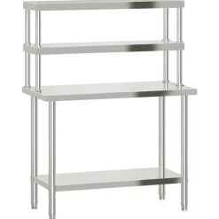 Restauration-vidaXL Table de travail de cuisine avec étagère 110x55x150 cm inox