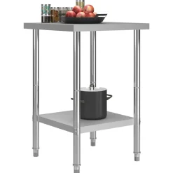 vidaXL Table de travail de cuisine 60x60x85 cm Acier inoxydable
