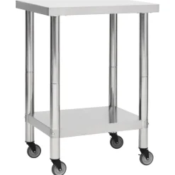 vidaXL Table de travail de cuisine avec roues 60x30x85 cm Inox