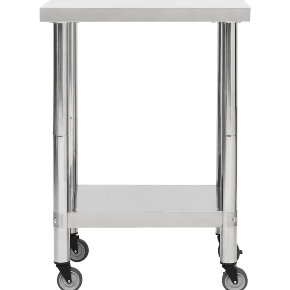 vidaXL Table de travail de cuisine avec roues 60x30x85 cm Inox