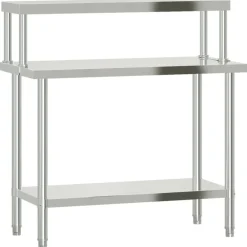 Restauration-vidaXL Table de travail de cuisine avec étagère 110x55x120 cm inox