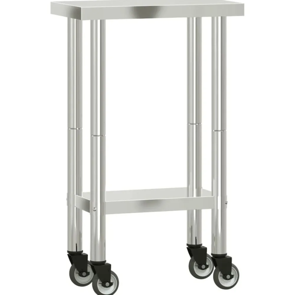 Restauration-vidaXL Table de travail de cuisine avec roues 55x30x85 cm inox