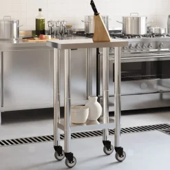 Restauration-vidaXL Table de travail de cuisine avec roues 55x30x85 cm inox