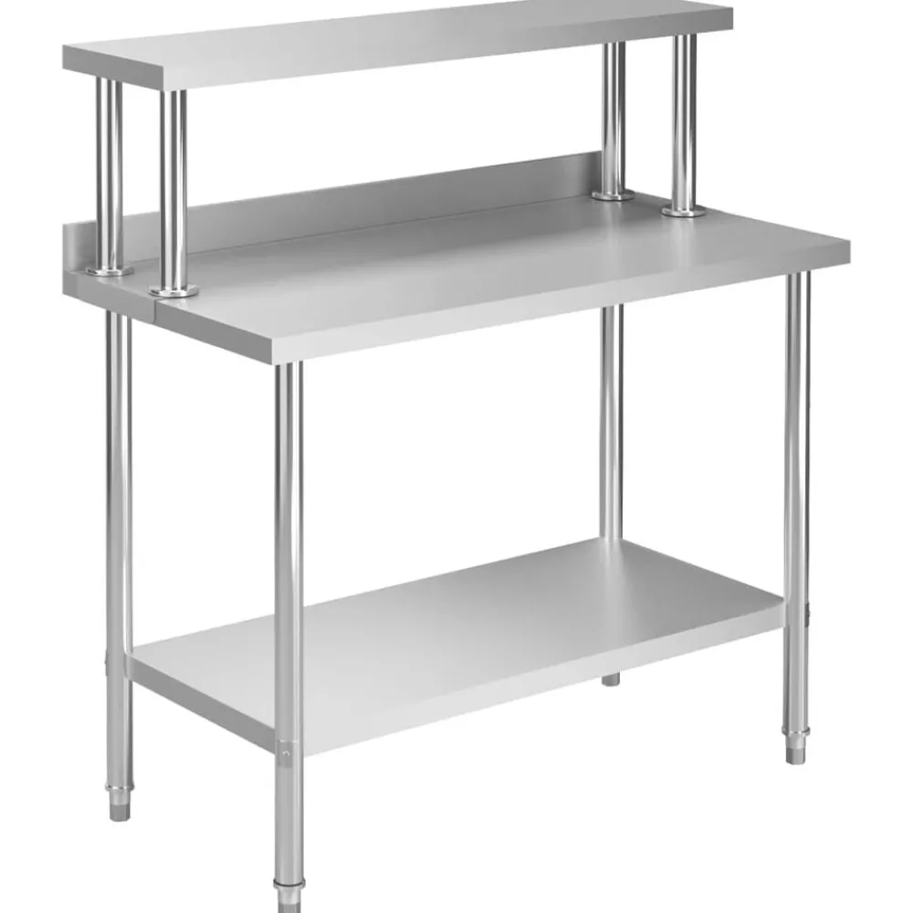 Restauration-vidaXL Table de travail de cuisine avec étagère 120x60x120 cm Inox