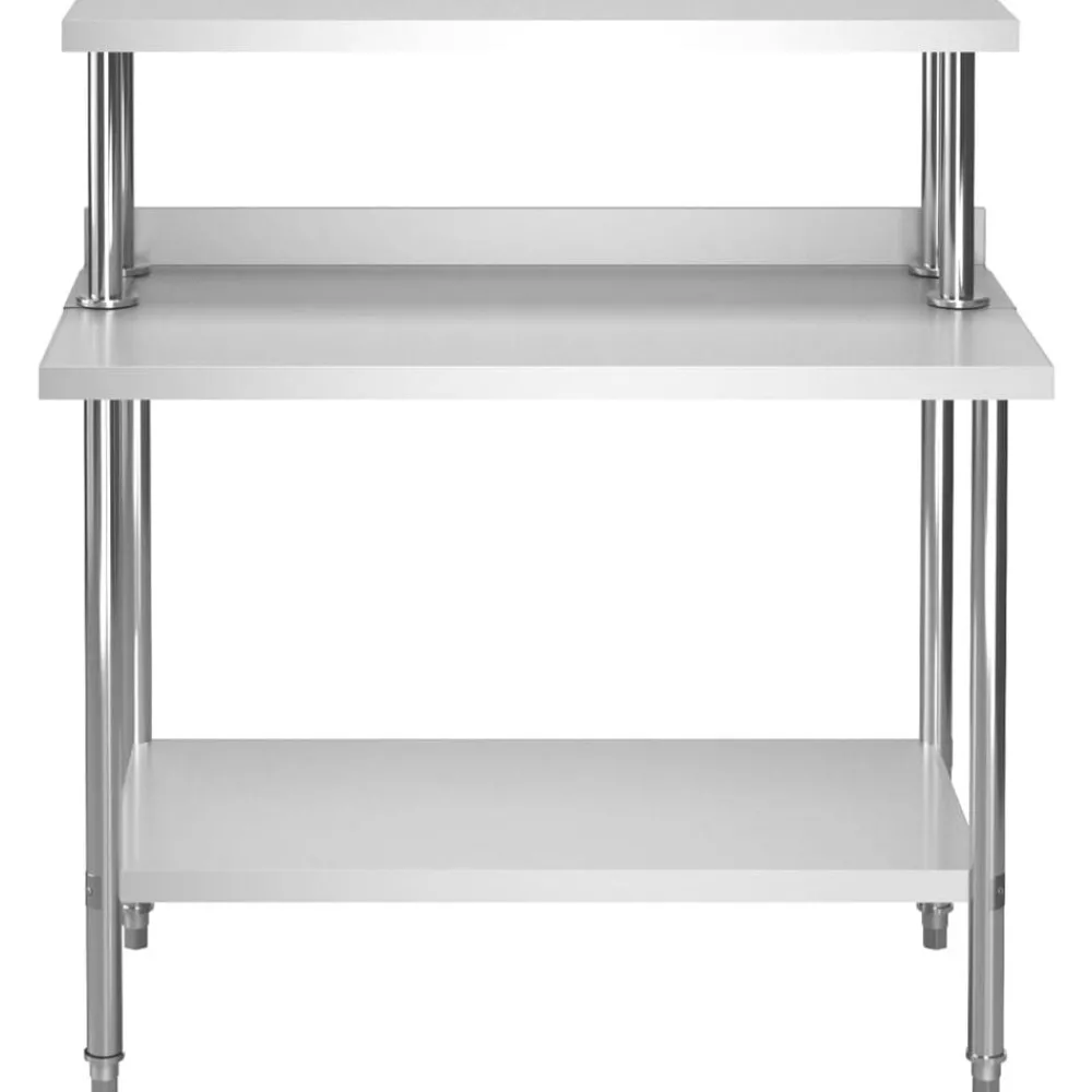 Restauration-vidaXL Table de travail de cuisine avec étagère 120x60x120 cm Inox