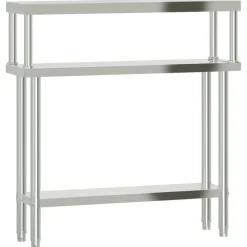 vidaXL Table de travail de cuisine avec étagère 110x30x120 cm inox