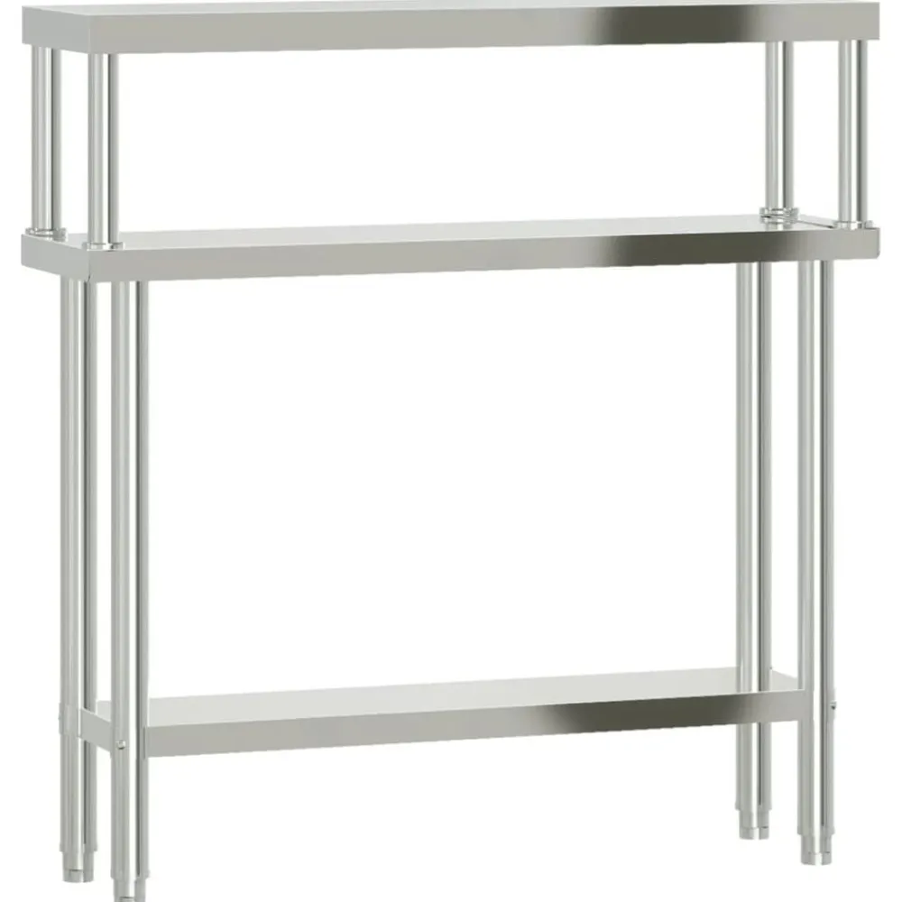 vidaXL Table de travail de cuisine avec étagère 110x30x120 cm inox