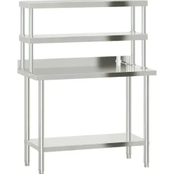 Restauration-vidaXL Table de travail de cuisine avec étagère 110x55x150 cm inox