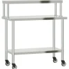 Restauration-vidaXL Table de travail de cuisine avec étagère 110x55x120 cm inox
