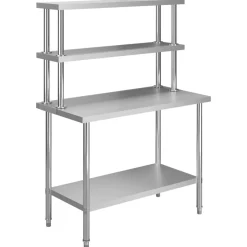 vidaXL Table de travail de cuisine avec étagère 120x60x150 cm Inox