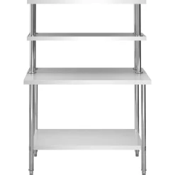 vidaXL Table de travail de cuisine avec étagère 120x60x150 cm Inox