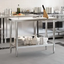 Restauration-vidaXL Table de travail de cuisine 110x55x85 cm acier inoxydable