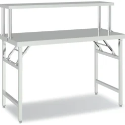 vidaXL Table de travail de cuisine avec étagère 120x60x115 cm Inox
