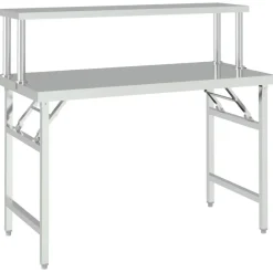 vidaXL Table de travail de cuisine avec étagère 120x60x115 cm Inox