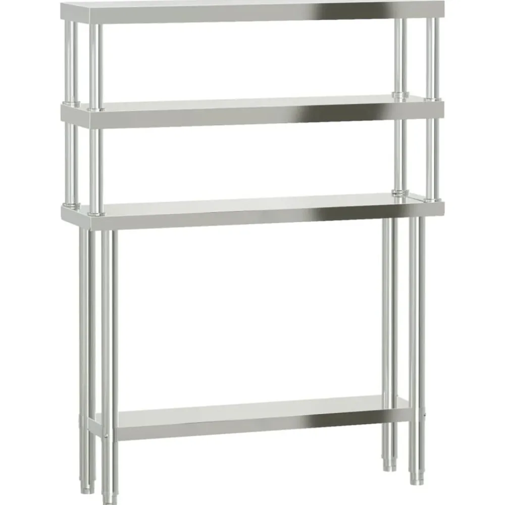 Restauration-vidaXL Table de travail de cuisine avec étagère 110x30x150 cm inox