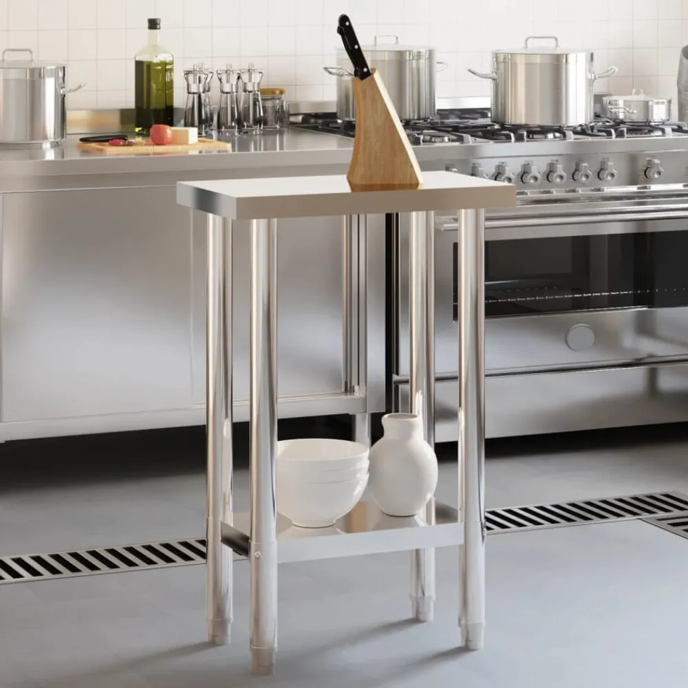 vidaXL Table de travail de cuisine 55x30x85 cm acier inoxydable