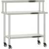 Restauration-vidaXL Table de travail de cuisine avec étagère 110x55x120 cm inox