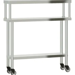 Restauration-vidaXL Table de travail de cuisine avec étagère 110x30x120 cm inox