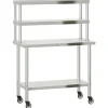 vidaXL Table de travail de cuisine avec étagère 110x55x150 cm inox